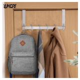 YUMORE Over The Door Hooks, SUS304 Stainless Steel Heavy Duty Door Hanger for Coats Robes Hats Clothes Towels, Hanging Towel Rack Organizer, Easy Install Space Saving Bathroom Hooks, Brushed Finish NO