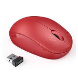 seenda Wireless Mouse, 2.4G Noiseless Mouse with USB Receiver Portable Computer Mice for Windows PC, Notebook, Laptop - Red