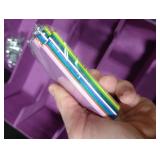 Trading Card Storage Box with Commander Display, 5-Row Deck Case with Removable Lid, 4000+ MTG Deck Box with 48 Colorful Divider, 5 Magnetic Card Holders, 5 Stoppers, Dice Tray(Black Purple)