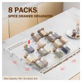 PanPanPal Spice Drawer Organizer, 8 Pack Clear Seasoning Organizer Rack, Expandable From 11 to 22 Wide Kitchen Spice Rack Organizers for Drawer, Countertop (Jars Not Included)