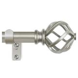 KAMANINA Silver Curtain Rod 32 to 58 Inch(2.6-4.8ft), Adjustable Curtain Rods for Windows 28 to 48 Inch, 3/4 Inch Splicing Drapery Rods with Twisted Cage Finial