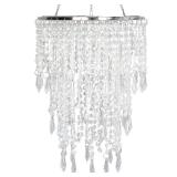 Cioceen Acrylic Chandelier Shade, Ceiling Light Shade Beaded Pendant Lampshade with Crystal Beads and Chrome Frame for Bedroom, Wedding or Party Decoration, Diameter 8.7