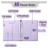 Mr. Pen- Leather Planner Binders, Composition Notebook Cover Refillable, Wallet Binder, 6 Ring (A5, Purple)