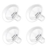 4pc 15mm Oval Flanges Shields Built-in Soft Edges Compatible with Medela/Lansionh Pumps, Replacement Parts for Pump in Style, Symphony, Swing Maxi, Harmony and Personalfit Flex Connector