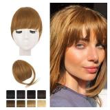BARSDAR Real Human Hair Clip in Bangs - Human Hair Clip in Bangs for Women - Ginger Blonde Thick Bangs Extensions Fringe with Temples Dyeable Real Hair Bangs Hairpieces - Golden Ginger Blonde