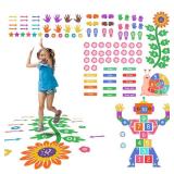 Sensory Path Floor Decals Education Floor Stickers Hopscotch Floors Decal Peel and Stick Sensory Pathway Stickers for School Classroom Kids Girl Boy Nursery Playroom (Robot Pathway)