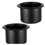2-Pack Black Cup Holder Insert, Universal Recessed Drink Can Holder, Aluminum Couch Cup Holder for Sofa, RV, Boat, Car, Truck and Poker Table