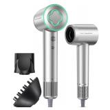 Cosy Companions High-Speed Ionic Hair Dryer, 150000 RPM Brushless Motor for 2-5Min Fast Drying, Low Noise Blow Dryer Reduces Frizz & Heat Damage, Lightweight Hair Dryer with Diffuser & Nozzle, Silvery