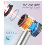 Cosy Companions High-Speed Ionic Hair Dryer, 150000 RPM Brushless Motor for 2-5Min Fast Drying, Low Noise Blow Dryer Reduces Frizz & Heat Damage, Lightweight Hair Dryer with Diffuser & Nozzle, Silvery