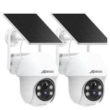 ANRAN 2K Security Camera Wireless Outdoor, Solar Outdoor Camera with 360° View, Smart Siren, Spotlights, Color Night Vision, PIR Human Detection, Pan Tilt Control, 2-Way Talk, Q01W 2 Packs