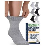 Pembrook Bamboo Viscose Diabetic Socks for Women & Men - Ankle Socks for Swollen Feet | Neuropathy Socks | Stretch Top Diabetic Socks for Men 9-12 | Black, Gray, White