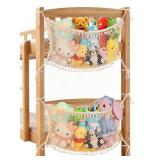 Erogeen 2 Pack Stuffed Animal Storage Net, Large Bedside Toy Organizer Net, Cotton Plushie Toy Storage Hammock with Tether for Stuffed Animals Playroom Organization