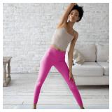High Waisted Leggings for Women - No See Through Tummy Novelty Workout Yoga Pants with Pockets Reg & Plus A-Pink Small/Medium