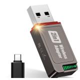 YUHUO 2in1 Wireless Carplay Adapter,2025 Upgrade Mini USB Design for Car Play&Android Auto,Easy Use Fast Stable Connection for iPhone (Grey-Brown)