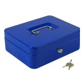 KYODOLED Large Lock Box with Money Tray,Storage Cash Box with Lock,Safe Metal Box for Money,9.84x 7.87x 3.54 Blue Large LOCKED SHUT***