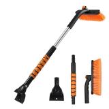WeenthAvenue 33 Extendable Snow Brush and Ice Scraper for Car Windshield, 2-in-1 Car Snow Brush & Ice Scraper with 360° Pivoting Brush Head and Comfortable Foam Grip for SUV Trucks Sedans,Orange 