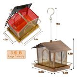 LBTING Bird Feeder for Outside, Metal House-Shaped Bird Feeder, Squirrel Proof Wild Bird Feeders for Hanging Outdoor Garden Yard - Gold