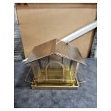 LBTING Bird Feeder for Outside, Metal House-Shaped Bird Feeder, Squirrel Proof Wild Bird Feeders for Hanging Outdoor Garden Yard - Gold