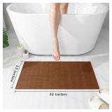 chakme Bathroom Rugs Mat 32x17, Ultra Thin Non Slip Bath Mat Quick Dry Absorbent Bath Mat for Bathroom, (Rust, 32x17)
