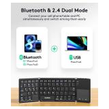 Samsers Multi-Device Foldable Bluetooth Keyboard with Touchpad, Rechargeable Dual-Mode(2.4G+BTx2) Wireless Keyboard with Holder, Portable Folding Keyboards for Android Windows iOS Mac OS - Black