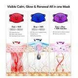 INIA Red Light Therapy Mask for Face 4 Light Modes with 850nm NIR, Red & Blue LED Light Therapy, 2600mAh Rechargeable LED Face Mask for Radiant Glow at Home, Black
