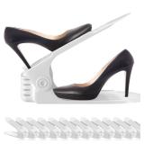 NVGSN Shoe Slots Organizer MultiPack - Shoe Stackers for a Pair of Shoes, shoe Storage Shoes Space Savers 50%, 4 Levels Adjustable Thickening Double Layer shoes Holders shoe Organizer for Closet, Whit