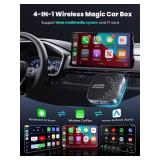 ByteWave 4-in-1 Wireless CarPlay Adapter for Streaming Netflix/YouTube/TikTok/TF Card, 2025 Magic Video AI Box & Android Auto Dongle, Plug & Play, Fits for OEM Wired CarPlay Cars