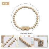 Contoeey Magnetic Curtain Tiebacks Farmhouse Tie Backs for Curtains 6 Pack Boho Window Curtain Holdbacks Wood Bead Curtain Tie Backs for Bedroom Decor, Natural Wood