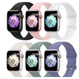 6 Pack Sport Bands Compatible with Apple Watch Band 38mm 40mm 41mm 42mm 44mm 45mm 49mm 46mm,Silicone Waterproof Strap for iWatch Apple Watch Series 11 10 9 Ultra 8 7 6 5 4 3 2 1 SE Women Men