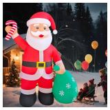 DAHAKII 12ft Giant Santa with Gift Bag Christmas Inflatable Yard Decor Build-in LED Outdoor Blow up Christmas Decorations for Yard/Lawn/Garden (12ft Santa)