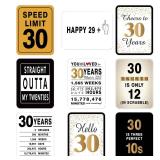 WERNNSAI 30th Birthday Party Decorations for Adults- 9PCS Wall Signs Happy Birthday Tags 30 Year Old Party Decor White Caution Logos on Door Windows Yard Garden Banner Party Supplies Picture Props for