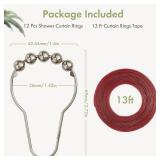 Amazer Shower Curtain Hooks, Decorative Shower Curtain Hooks Smooth, 12pcs Shower Hooks and 13ft Clear Curtain Hooks Prevents Shower Hooks from Snagging