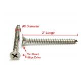 Bolt Dropper 100 Pack #8 x 2 Inch Stainless Steel Flat Head Phillips Wood Screws - Rust Resistant 18-8 (304) Screws for Wood, Door Hinges, Cabinetry, Outdoor Projects, Wet Environments