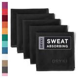 DRYKI Sweat Absorbing Handkerchiefs - The Original Pocket-Sized Sweat Towels - Quick-Dry Microfiber Sweat Rags for Face, Hands, & Body - Men & Women - Gym, Sports, and Work (Black: 5 Pack)