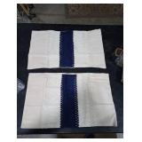 ZeeMart 2 Packs Cotton Boho Lumbar Throw Pillow Covers 12x20 Inch Contrast/Navy Blue, Soft Farmhouse Decorative Couch Pillow Cases Cushion Covers for Sofa Bed Living Room Home Decor