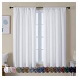 Simplebrand Ava Pure White Curtains for Bedroom 63 Inch Length 2 Panels Set, Light Filtering Window Treatment, Light Filtering Curtain Drapes, Soft Casual Rod Pocket Privacy Curtains, W40 x L63 Inch