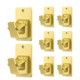 Adhesive No Drill Curtain Rod Brackets - Heavy Duty 30LB Holders for Bathroom Bedroom Kitchen, Universal Damage-Free Window Rod Hooks with Nail-Free Installation (8PC Gold)