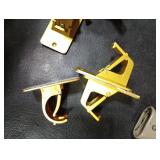 Adhesive No Drill Curtain Rod Brackets - Heavy Duty 30LB Holders for Bathroom Bedroom Kitchen, Universal Damage-Free Window Rod Hooks with Nail-Free Installation (8PC Gold)