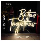 Ulalaza Better Together LED Neon Sign Night Light for Wall Party Decor Bedroom Room Bar Wedding Home Birthday Art Decoration Christmas with USB Chain Light modulator 5v