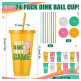 Skylety 24 Pcs Dinkball Plastic Tumblers with Lids and Straws 24 oz Reusable Iced Coffee Travel Mug Cup Bulk for Christmas Dinkball Lover Gift Accessories Birthday Party Favors Supplies Decorations