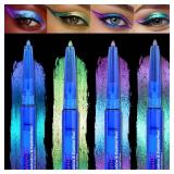 SUSIKEKI 4PCS Chameleon Metallic Eyeshadow & Eyeliner Gel Pencil Set Multichrome Shifting Colors Glitter Eye Makeup, Waterproof Long-Lasting Smudge-Proof Duochrome Pencil for Multi-Dimensional Loo