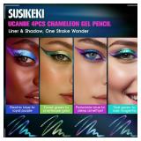 SUSIKEKI 4PCS Chameleon Metallic Eyeshadow & Eyeliner Gel Pencil Set Multichrome Shifting Colors Glitter Eye Makeup, Waterproof Long-Lasting Smudge-Proof Duochrome Pencil for Multi-Dimensional Loo