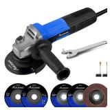 AVID POWER Angle Grinder, 7.5-Amp 4-1/2 inch Electric Grinder Power Tools with Grinding Wheels, Cutting Wheels, Flap Disc and Auxiliary Handle for Cutting, Grinding, Polishing and Rust Removal - Blue