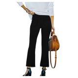 Yewfirm Flare Jeans for Women Cropped Stretchy Mid Rise Bell Bottom Womens Crop Flare Jeans with Live Hem,Black,US8