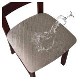 Genina Waterproof Seat Covers for Dining Room Chairs Covers Dining Chair Cover Kitchen Chair Covers (Taupe, 4 Pcs)