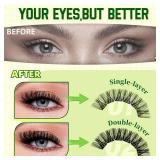 KEYYOU Lash Clusters Kit Natural Wispy DIY Lash Extension Kit 144pcs Lashes Clusters Eyelash Extension with Mascara Brush Bond and Seal Glue Remover Applicators and Brush for Lashes Extensions (Y01)