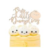 MUWEOL Little Dumpling Wood Cake Topper - Baby Shower Party Decor, Dumpling Themed Party Supplies