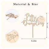 MUWEOL Little Dumpling Wood Cake Topper - Baby Shower Party Decor, Dumpling Themed Party Supplies
