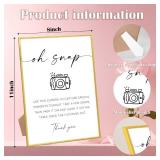 Oh Snap Sign, Wedding Disposable Camera Sign, Engagement Party Desk Decor for Guest book Alternative, Bridal Shower Reception, Bridal Shower Party Favors, Gold Frame Wedding Signs with Stand, 6