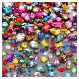 WILLBOND 320 Pieces Sew on Rhinestone Glass Crystals Acrylic Gems with Hole Silver Prong Setting Flatback Claw Mix Shape Mix Size for DIY Crafts Dress Clothes Shoes Bag Decorations